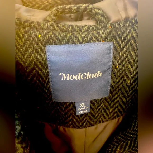 NWOT ModCloth Green Lined Peacoat - Picture 2 of 6
